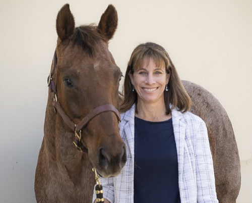 CEH director Dr. Carrie Finno standing with horse